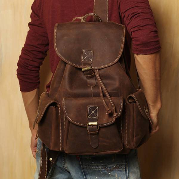 mini leather backpack for men