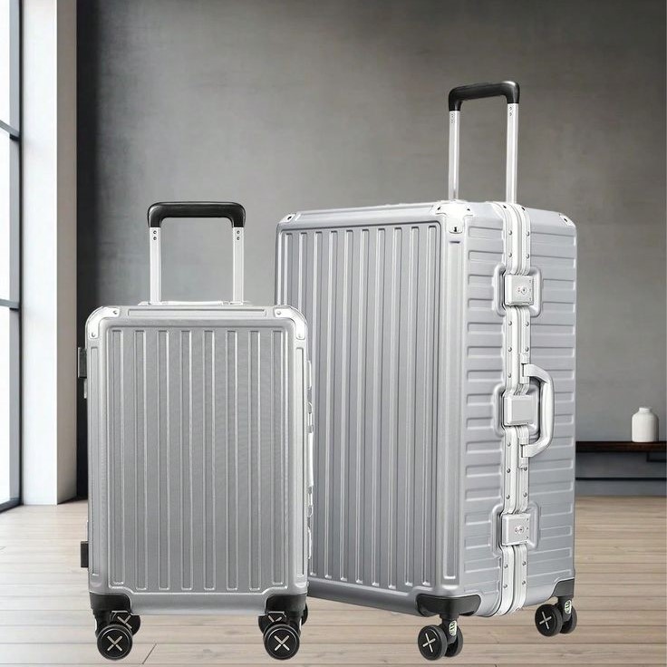 lightweight silver suitcase